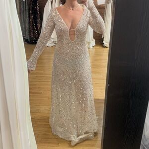 Chosen by Kyha Sequin Long Sleeve Wedding Dress